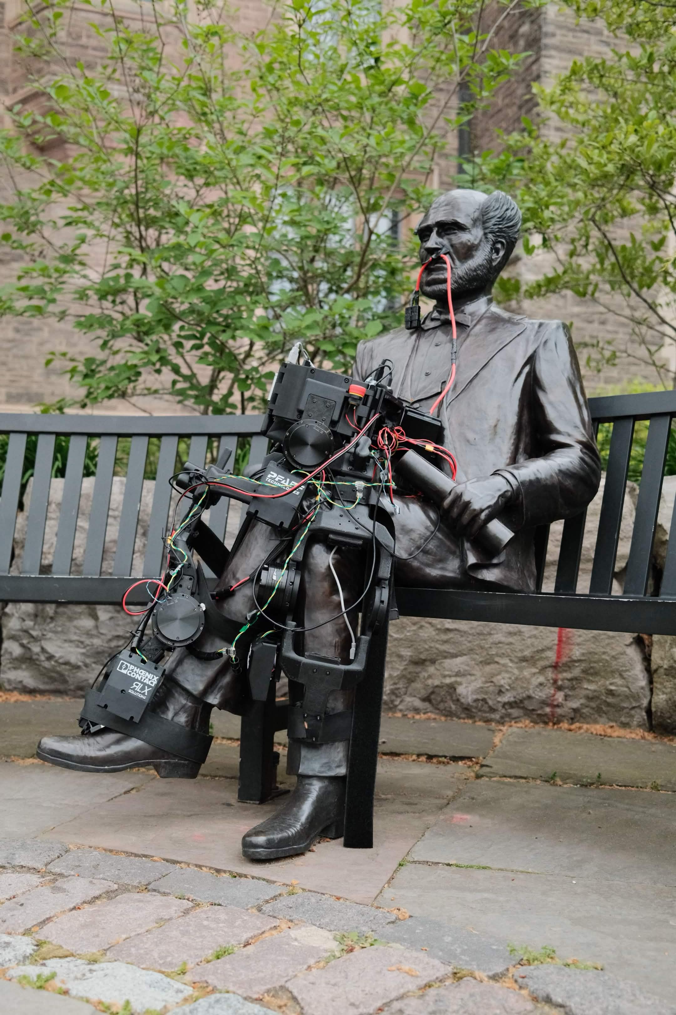 Pilot wearing exoskeleton suit
